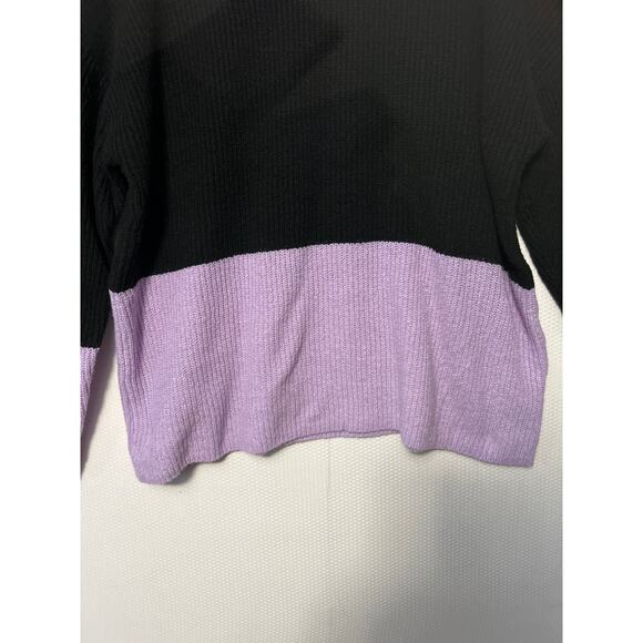 Chloe + Jasmine Black Purple Sweater Long Sleeve Knit Color Block Top 1X NWT - Picture 3 of 9